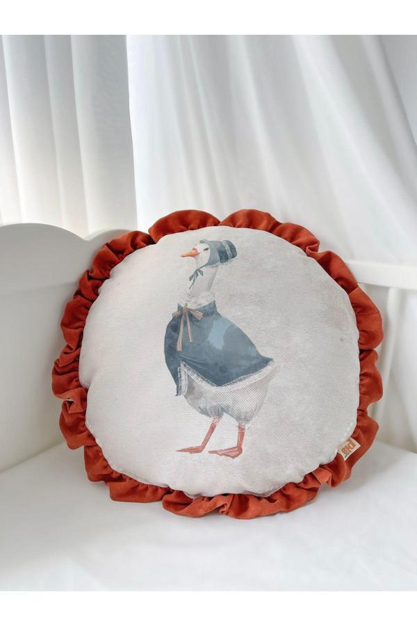 Piamom Fırfırlı Vintage Bebek Çocuk Odası Dekoratif Ördek Yumuşak Dokulu Iskandinav, Bohem Yastık - Image 1
