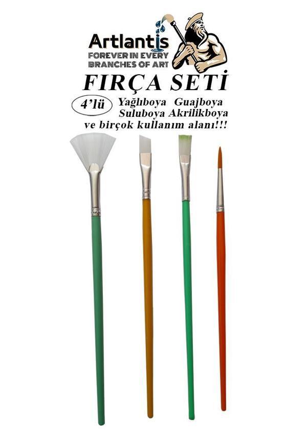 Fırça Seti 4 Lü Resim Fırçası 1 Paket Suluboya Akrilik Boya Guaj Boya Yağlı Boya Fırca Seti Kesik Yelpaze - Image 1