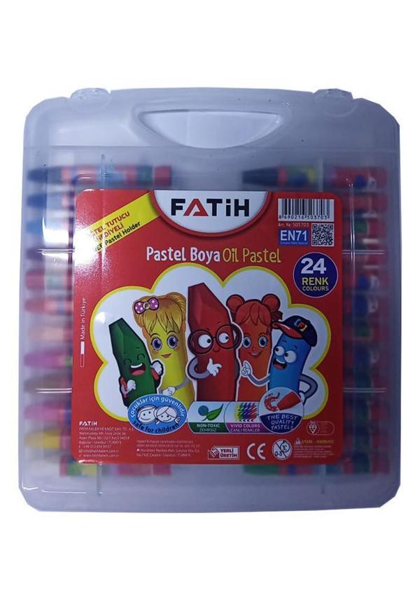 24 Lü Pastel Boya Plastik Çantalı Tutuculu 1 Paket 24 Renk Pastelboya Çantalı Pastel Tutucu Hediyeli - Image 1