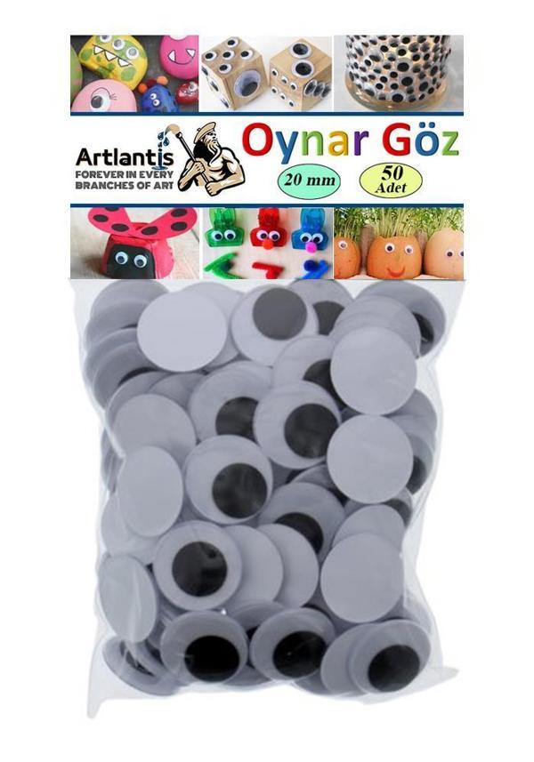 Oynar Göz Siyah 20 mm 50 li 1 Paket Oynayan Göz 20mm Hobi Tasarım Anasınıfı Kreş Etkinlik Elişi - Image 1