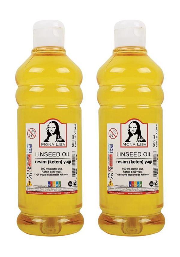 Keten Yağı 500 ml 2 Adet Resim Yağı Monalisa Rafine Bezir Yağı Yağlı Boya İncelticisi Yağlı Boya Yardımcı Malzemesi - Image 1