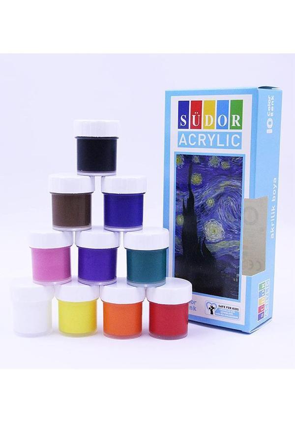Akrilik Boya 10 Renk 20 ml 1 Paket Akrilik Boya Seti 10 lu Ahşap Tuval Taş Ağaç Boyamalar İçin İdea Boyama Seti - Image 1
