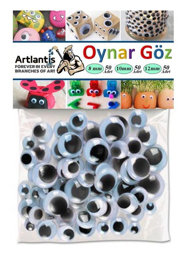 Oynar Göz Seti Siyah 8 mm 10 mm 12 mm 150 li 1 Paket Oynayan Göz Karışık Hobi Tasarım Anasınıfı Kreş Etkinlik Elişi - Image 1