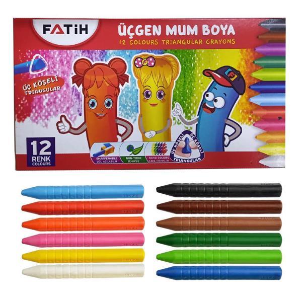 Üçgen Mum Boya 12 Li 1 Paket 12 Renk Üçgen Mumboya Elleri Kirletmeyen Yıkanabilir Silinebilir Karton Kutu - Image 1