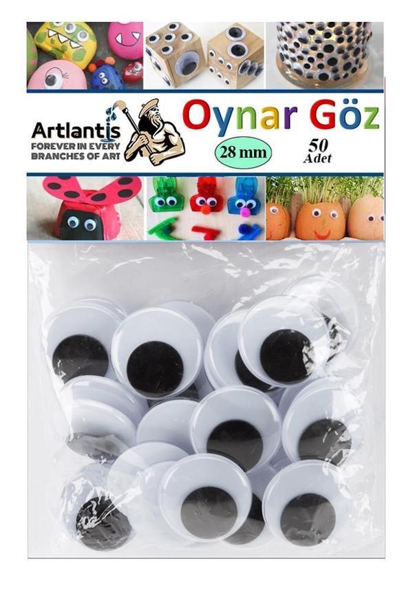 Oynar Göz Siyah 28 mm 50 li 1 Paket Oynayan Göz 28mm Hobi Tasarım Anasınıfı Kreş Etkinlik Elişi - Image 1