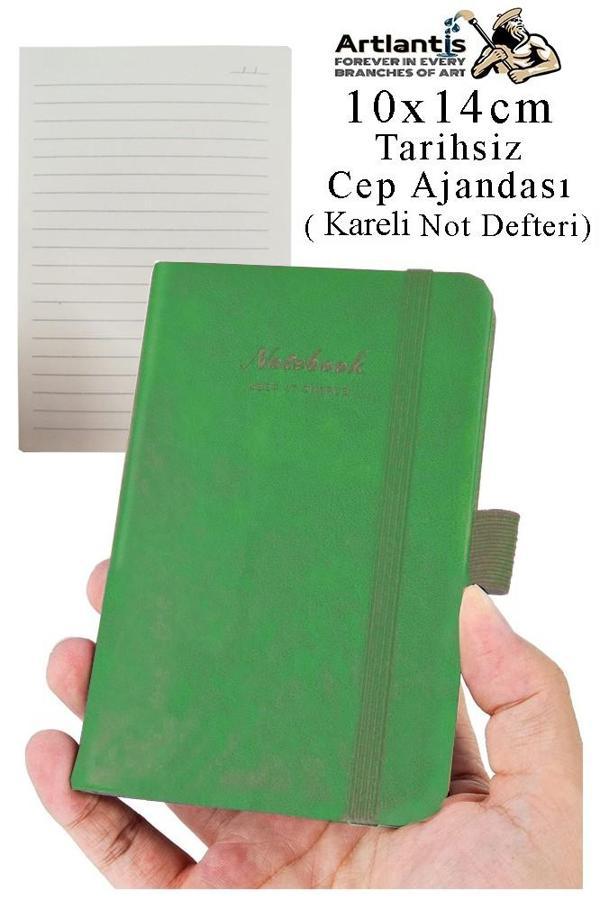 Sert Kapak Tarihsiz Ajanda 10x14 cm 1 Adet Sert Kapak Lastikli Not Defteri Cep Ajandası Kareli Kalem Tutuculu Thermo - Image 1