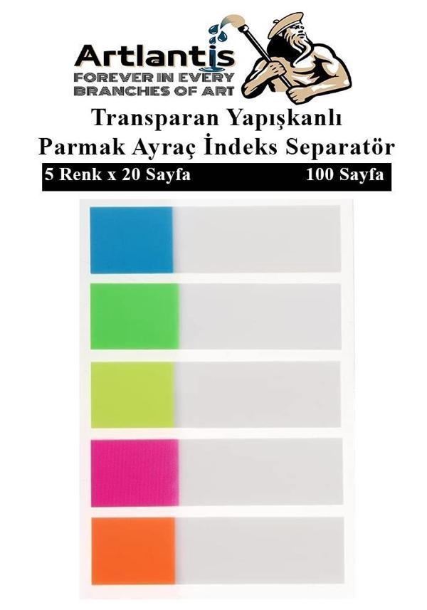 Kendinden Yapışkanlı Ayraç Postit 5 Renkli 1 Adet Yapışkanlı Not Kağıdı Transparan Parmak Ayraç İndeks Seperatör 5 Li Mi - Image 1
