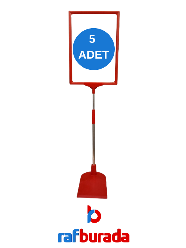 5 Adet Kırmızı A5 Ördek Ayaklı Fiyat Etiketi - Sepet, Stand, Teşhir, Askılık, Çerçeveli Fiyat Etiketi - Image 1