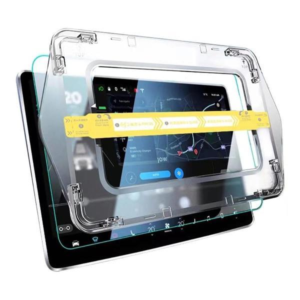 Tesla Model X Araç Multimedya Ekran Koruyucu AR Oleofobik Uygulama Aparatlı Zore Premium Temperli Ca - Image 1