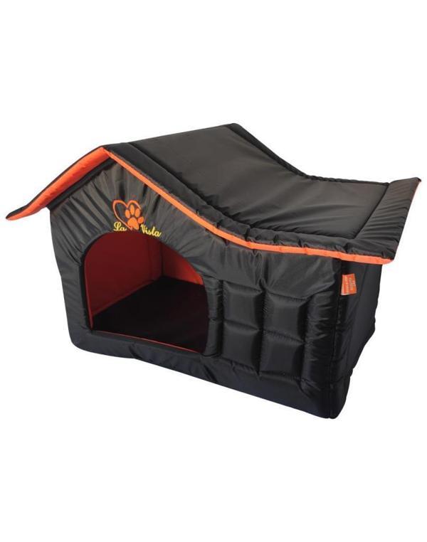 La Vista Dış Mekan Su Geçirmez Kedi ve Köpek Çatılı Ev Siyah 56-36-45cm - Image 1