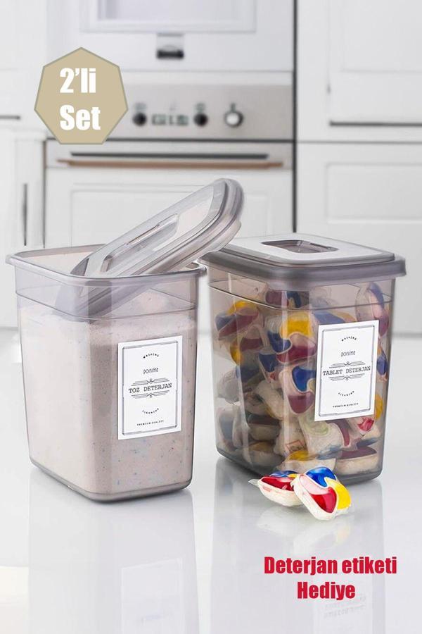 Porsima TE-148 Etiketli Kapaklı Deterjan Saklama Kabı 2.1 L - Image 1