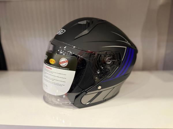 KASK CRN 620 AİR ÇENESİZ MAT SİYAH/MAVİ - Image 1