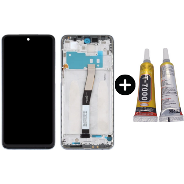 Xiaomi Redmi Note 9S Uyumlu Çıtalı Servis Lcd Ekran Dokunmatik Beyaz + B7000 - Image 1