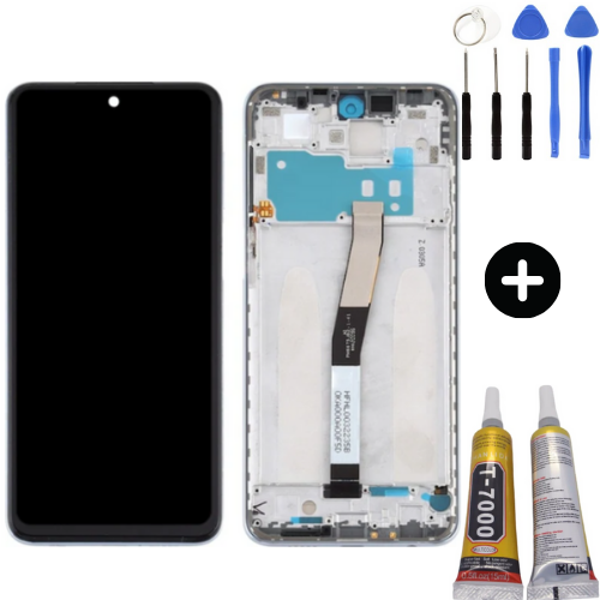 Xiaomi Redmi Note 9S Uyumlu Çıtalı Lcd Ekran Dokunmatik Beyaz + Montaj Seti - Image 1