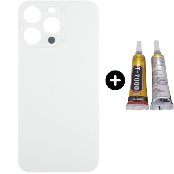  iPhone 15 Pro Max Uyumlu Arka Pil Batarya Kapak Beyaz + B7000 - Image 1