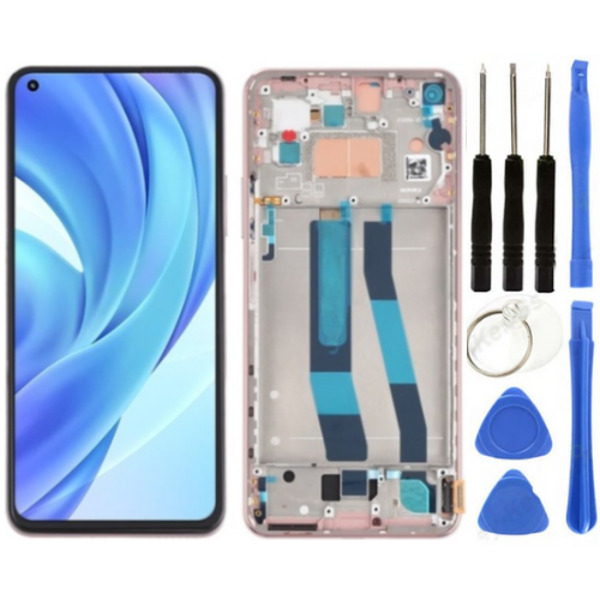 Xiaomi Mi 11 Lite Uyumlu Çıtalı HK Lcd Ekran Dokunmatik Gold + Tamir Seti - Image 1
