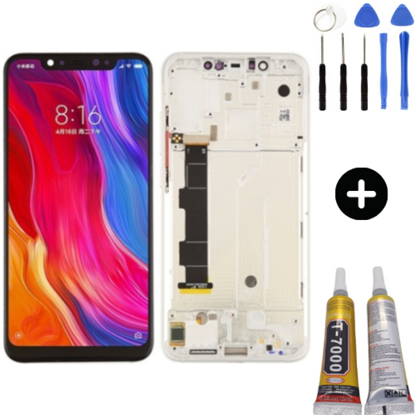 Xiaomi Mi 8 Uyumlu Çıtalı A Kalite Lcd Ekran Dokunmatik Beyaz + Montaj Seti - Image 1