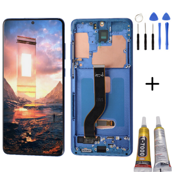 TE Samsung S20 Plus G985 Uyumlu Çıtalı OLED Lcd Ekran Mavi - Image 1