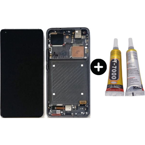 Xiaomi Mi 11 Ultra Uyumlu Çıtalı Lcd Ekran Dokunmatik Siyah + B7000 - Image 1
