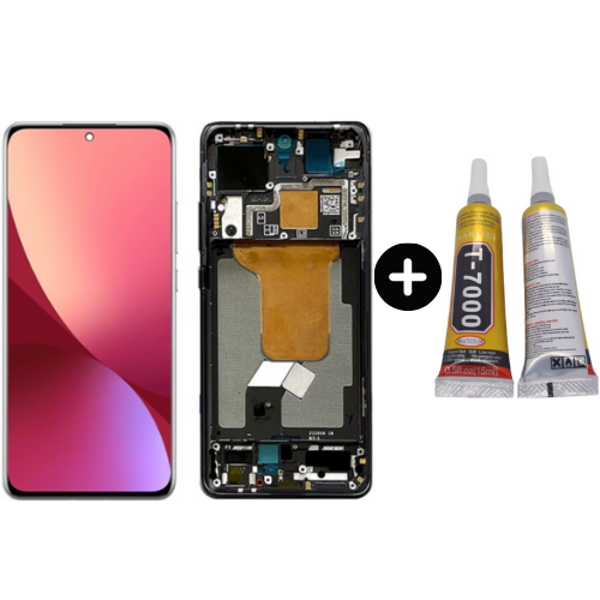 Xiaomi Mi 12 Uyumlu Çıtalı A Kalite Lcd Ekran Dokunmatik Siyah + B7000 - Image 1