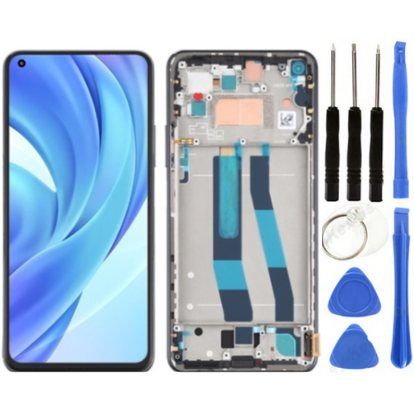 Xiaomi Mi 11 Lite Uyumlu Çıtalı Servis Lcd Ekran Dokunmatik Siyah + Tamir Seti - Image 1