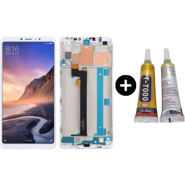 Xiaomi Mi Max 3 Uyumlu Çıtalı OLED Lcd Ekran Dokunmatik Beyaz + B7000 - Image 1
