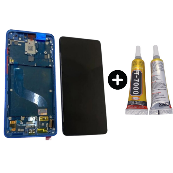 Xiaomi Mi 9T Uyumlu Çıtalı A Kalite Lcd Ekran Dokunmatik Mavi + B7000 - Image 1