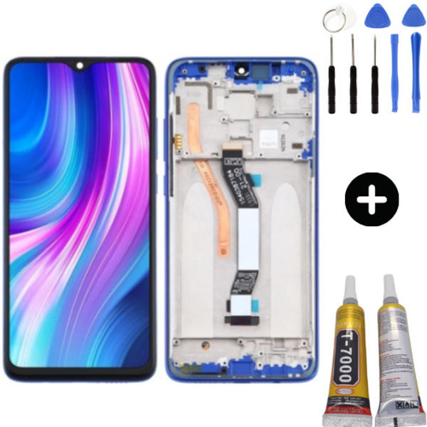 Xiaomi Redmi Note 8 Pro Uyumlu Çıtalı Servis Lcd Ekran Dokunmatik Mavi + Montaj Seti - Image 1