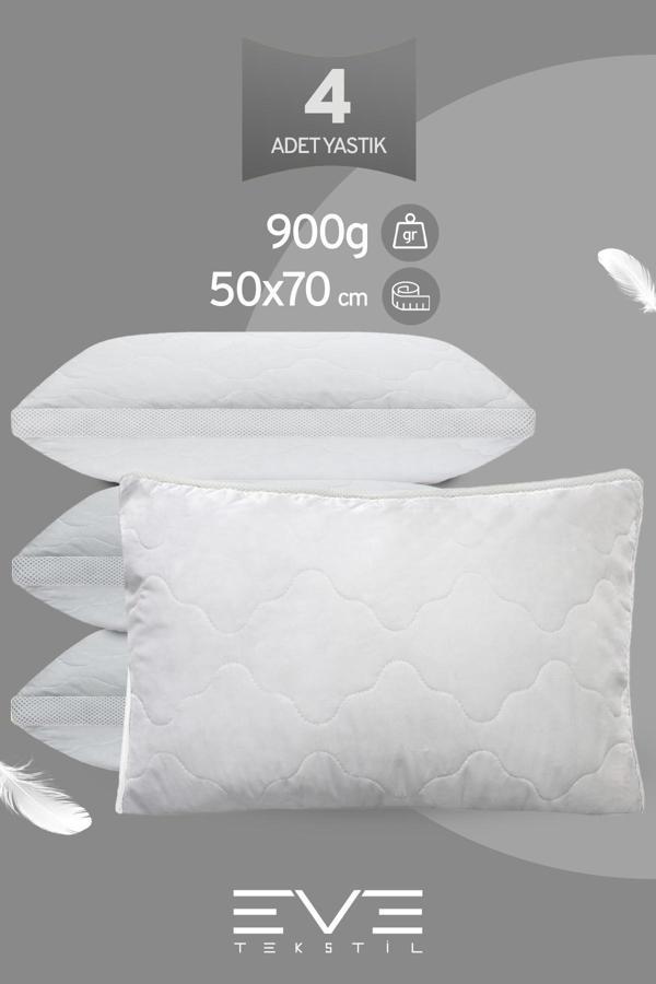 4 Adet Klimax Beyaz Serisi Kılıflı Fermuarlı Klimali Antialerjik Silikon Nano Elyaf Yastık 50x70cm  - Image 1