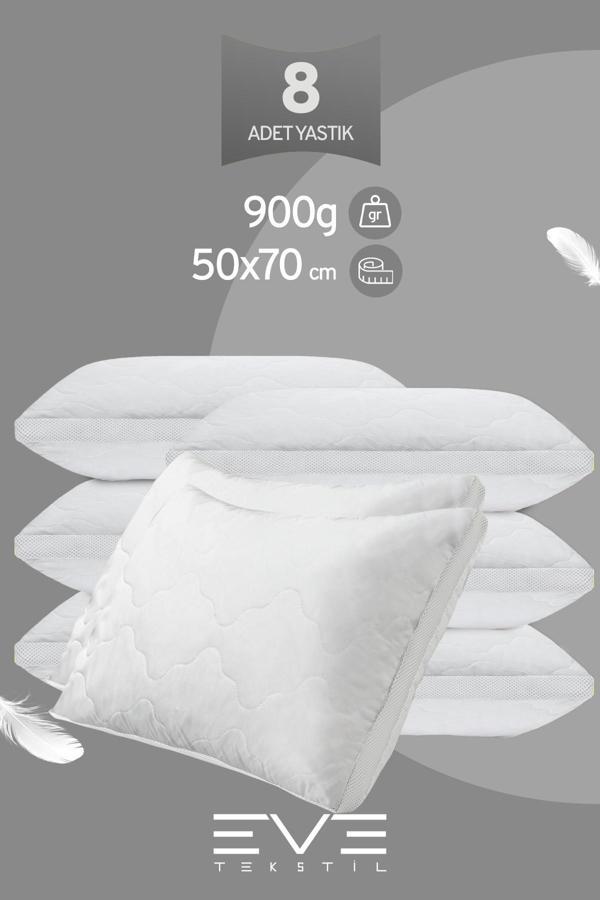 8 Adet Klimax Beyaz Serisi Kılıflı Fermuarlı Klimali Antialerjik Silikon Nano Elyaf Yastık 50x70cm  - Image 1