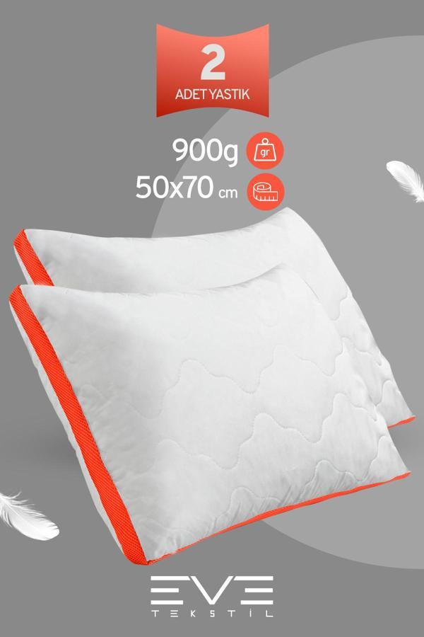 2 Adet Klimax Turuncu Serisi Kılıflı Fermuarlı Klimali Antialerjik Silikon Nano Elyaf Yastık 50x70cm  - Image 1