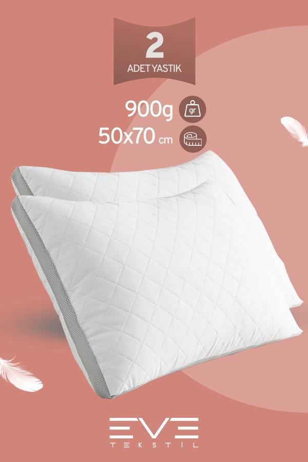 2 Adet Klimax Serisi Kılıflı Fermuarlı Klimali Antialerjik Silikon Nano Elyaf Yastık 50x70cm 900 gr - Image 1
