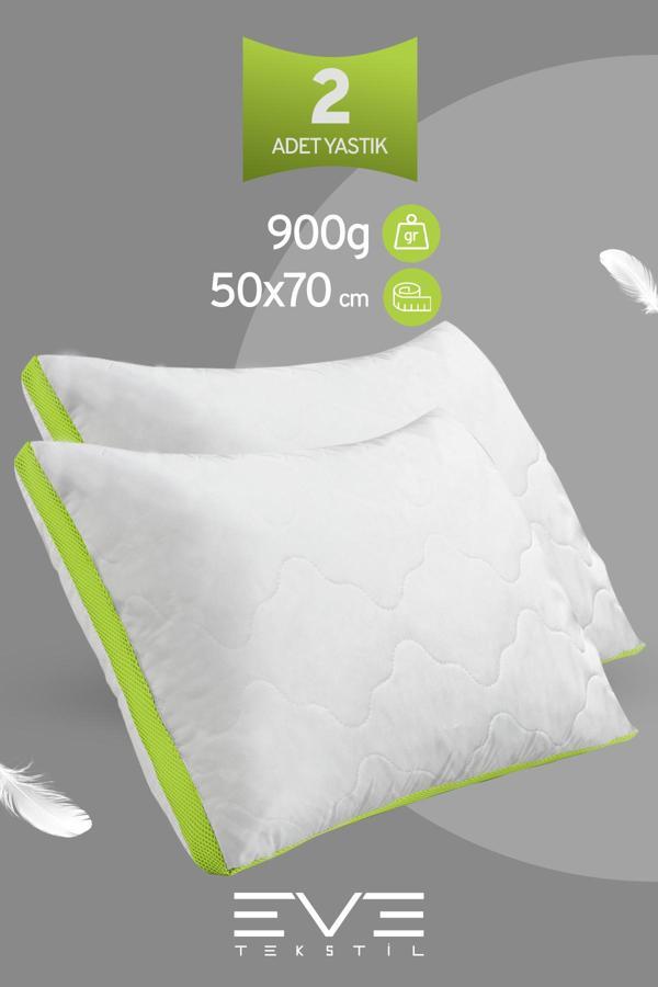 2 Adet Klimax Yeşil Serisi Kılıflı Fermuarlı Klimali Antialerjik Silikon Nano Elyaf Yastık 50x70cm  - Image 1
