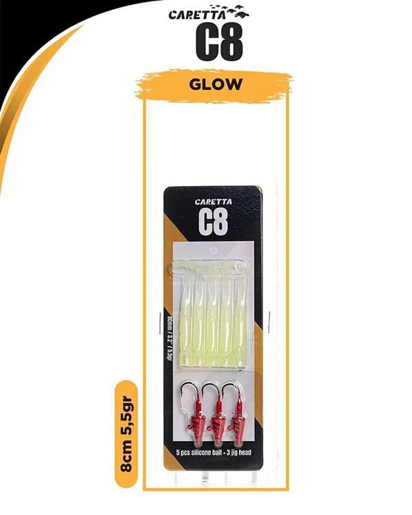 Caretta C8 8cm 5.5gr Silikon Yem GLOW - Image 1