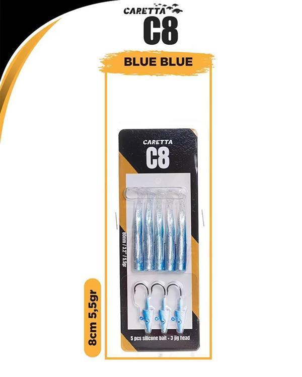 Caretta C8 8cm 5.5gr Silikon Yem Blue Blue - Image 1