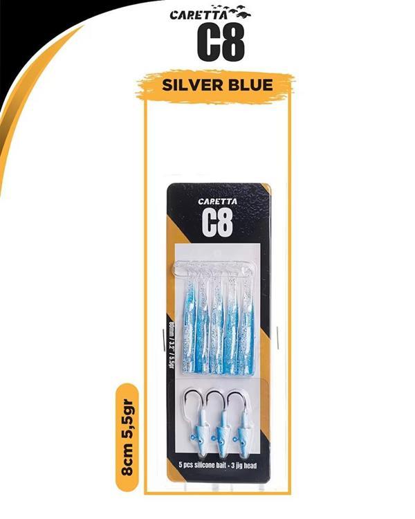 Caretta C8 8cm 5.5gr Silikon Yem Silver Blue - Image 1