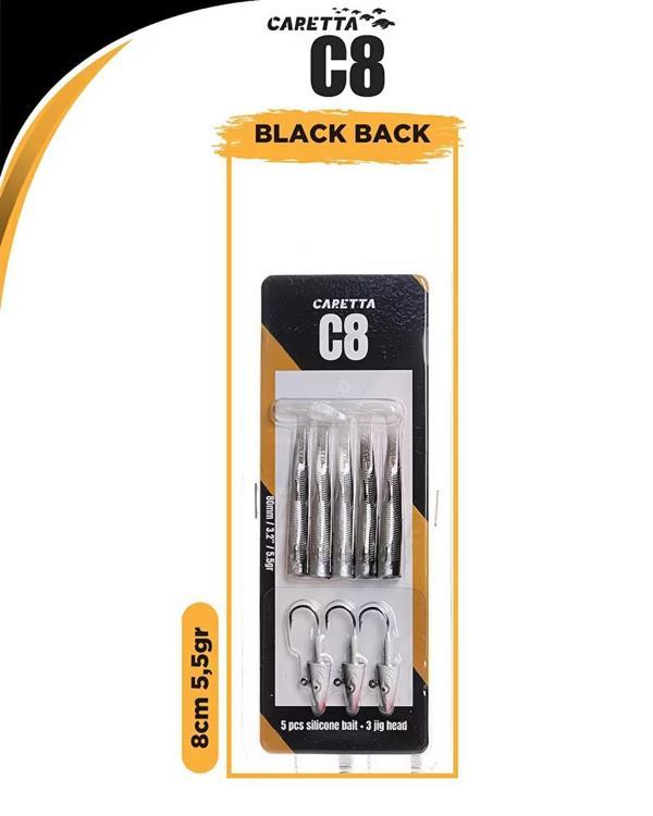 Caretta C8 8cm 5.5gr Silikon Yem BLACK BACK - Image 1