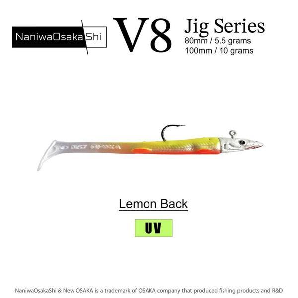 NaniwaOsakaShi V8 Jig Series 100 mm 10 gr Raglou Silikon Yem LEMON BACK - Image 1