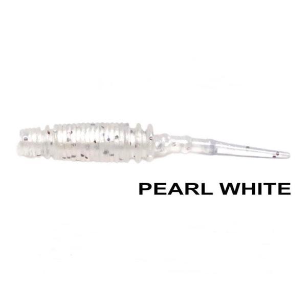 Ryuji Rock Worm 4cm Kokulu Silikon Yem [12 adet] Pearl White Glow - Image 1