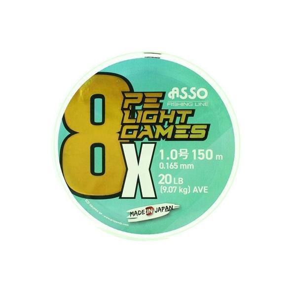 Asso 8X Light Games PE 8 Örgü Spin İp Misina 150mt Fluo Green Fluo Green-0,165 mm - Image 1