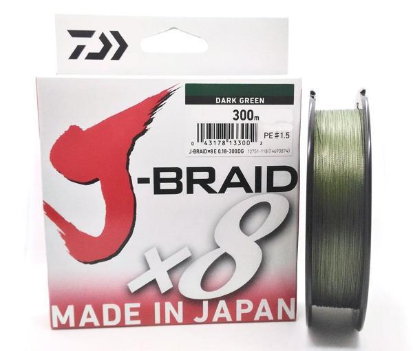 Daiwa J-Braid X8 Dark Green Olta Misinası 300Mt  Dark Green-0,28 MM - Image 1