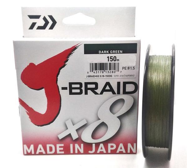 Daiwa J-Braid X8 Dark Green Olta Misinası 150Mt Dark Green-0,24 MM - Image 1