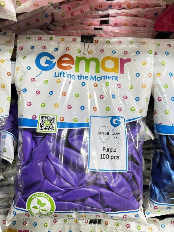 Gemar Parti Doğum Günü Organizasyon Balon - 33 Cm. - Mor - 100 Adet  - Image 1