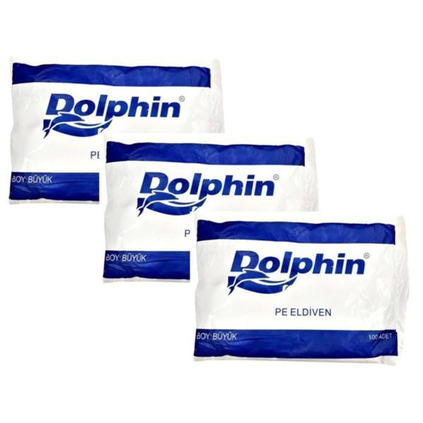 Dolphin PE İş Temizlik Tek Kullanımlık Şeffaf Poşet Market Eldiven / Büyük Boy / 100 Adetlik 3 Paket - Image 1