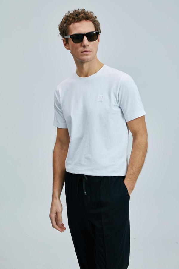 Lufian Erkek Pablo Modern Grafik T-Shirt 111020265 Beyaz - Image 1