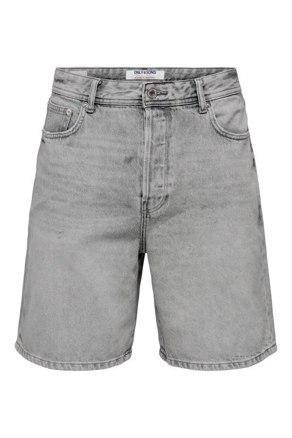 Only & Sons Erkek Onsfade Rahat Kalıp Jean Şort 22033157 Gri - Image 1