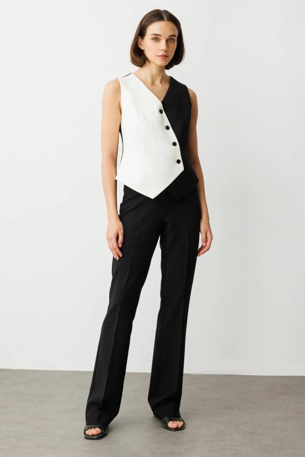 Ekol Kadın Flare Paça Cepsiz Pantolon 6528 Siyah - Image 1