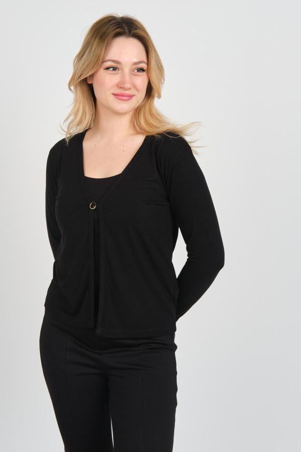 Sistas Kadın Tek Tokalı İnce Ceket 3980 Siyah - Image 1