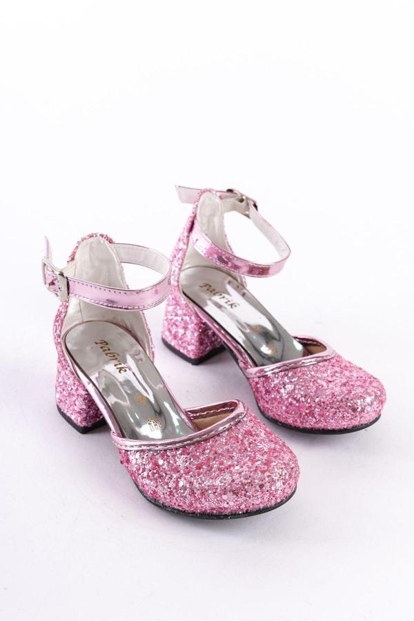 Pembe Işıltılı Kız Çocuk Topuklu Ayakkabı - Image 1