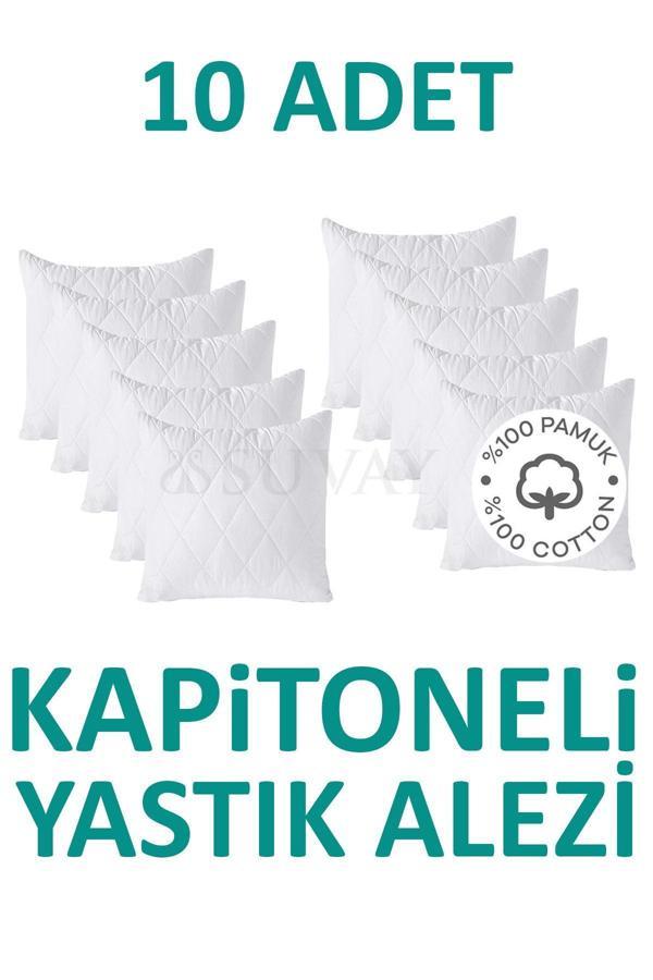 Suvay 10 Adet Kapitoneli Yastık Alezi Pamuklu Fermuarlı Terletmeyen Yastık Koruyucu Kılıf - Image 1